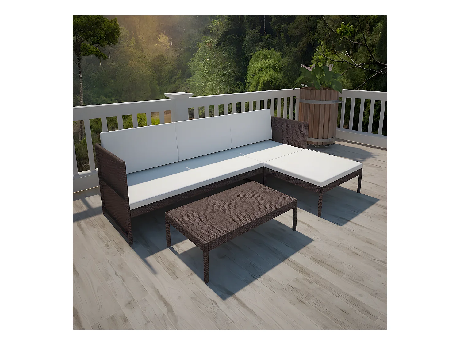 Mobilier de jardin à 3 places Résine tressée Marron GFDF77256