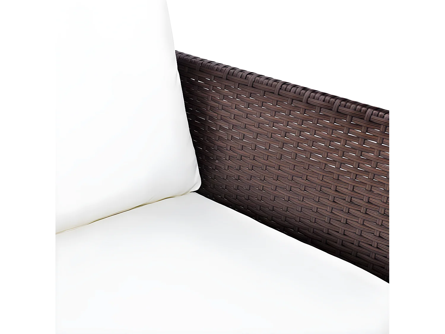 3-tlg. Garten-Sitzgruppe: Sofa + Tisch | Garten-Lounge-Set mit Auflagen Poly Rattan Braun -GKD567440