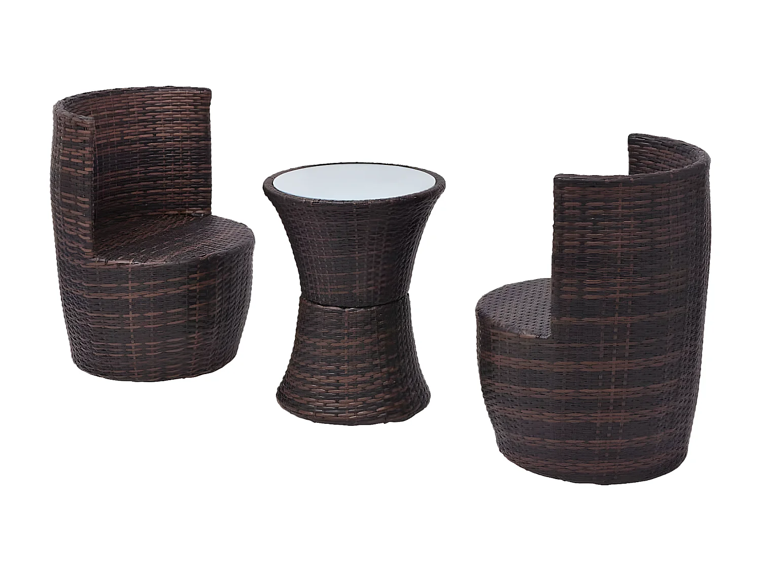 3 pcs conjunto bistrô com almofadas vime PE castanho PT603759