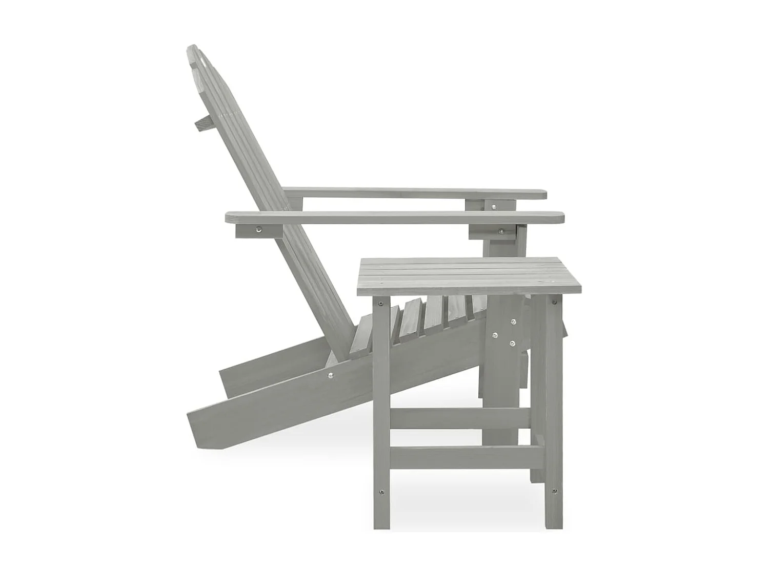 Silla con otomana y mesa jardín Adirondack abeto macizo gris KOW10367