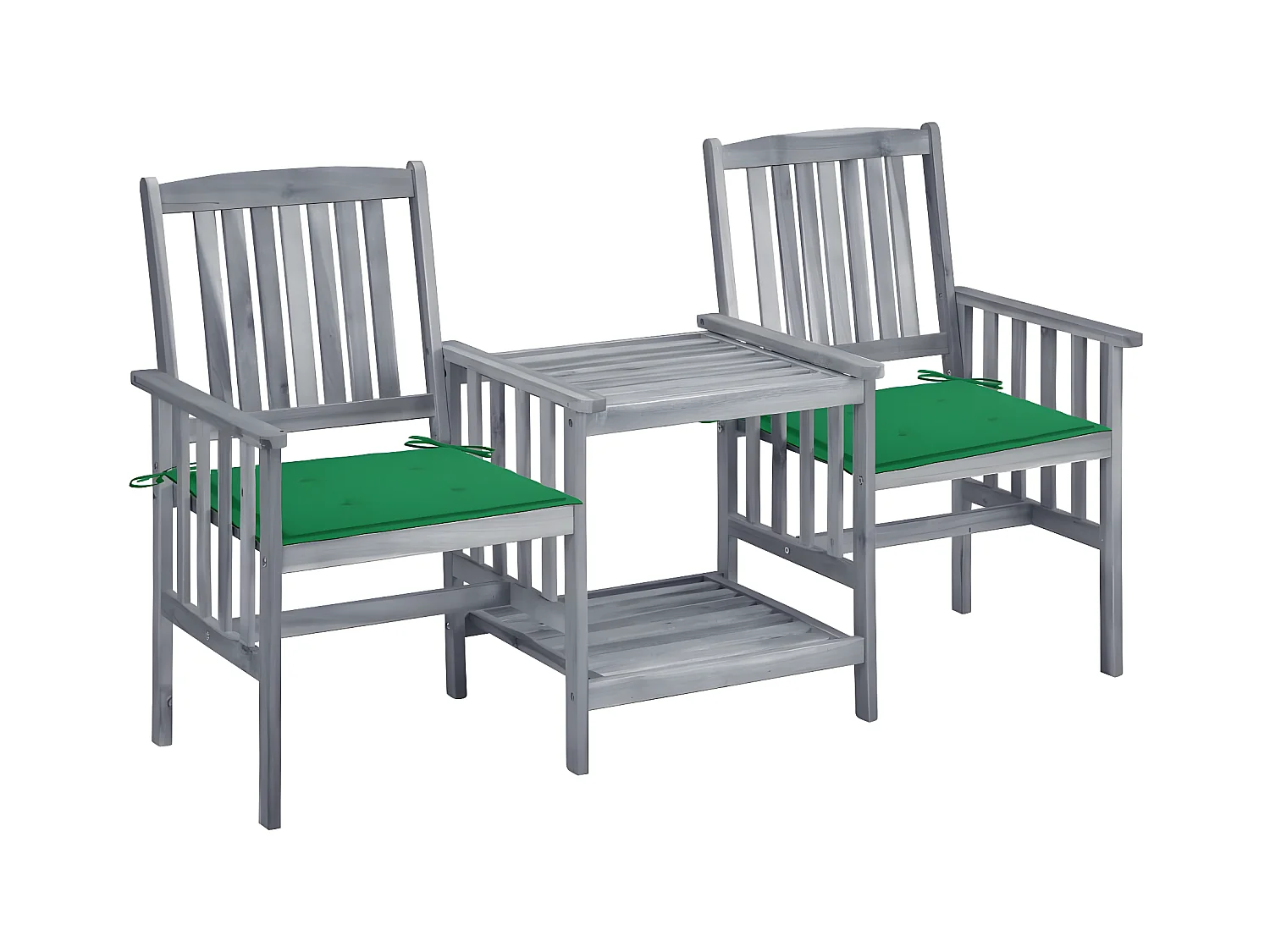 Salle à manger de jardin-Chaises de jardin avec table à thé et coussins Acacia solide GFDF66327