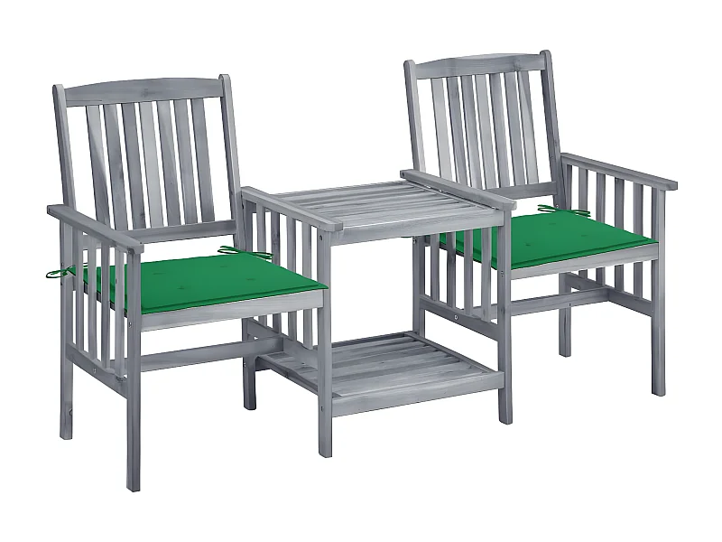 Salle à manger de jardin-Chaises de jardin avec table à thé et coussins Acacia solide GFDF66327