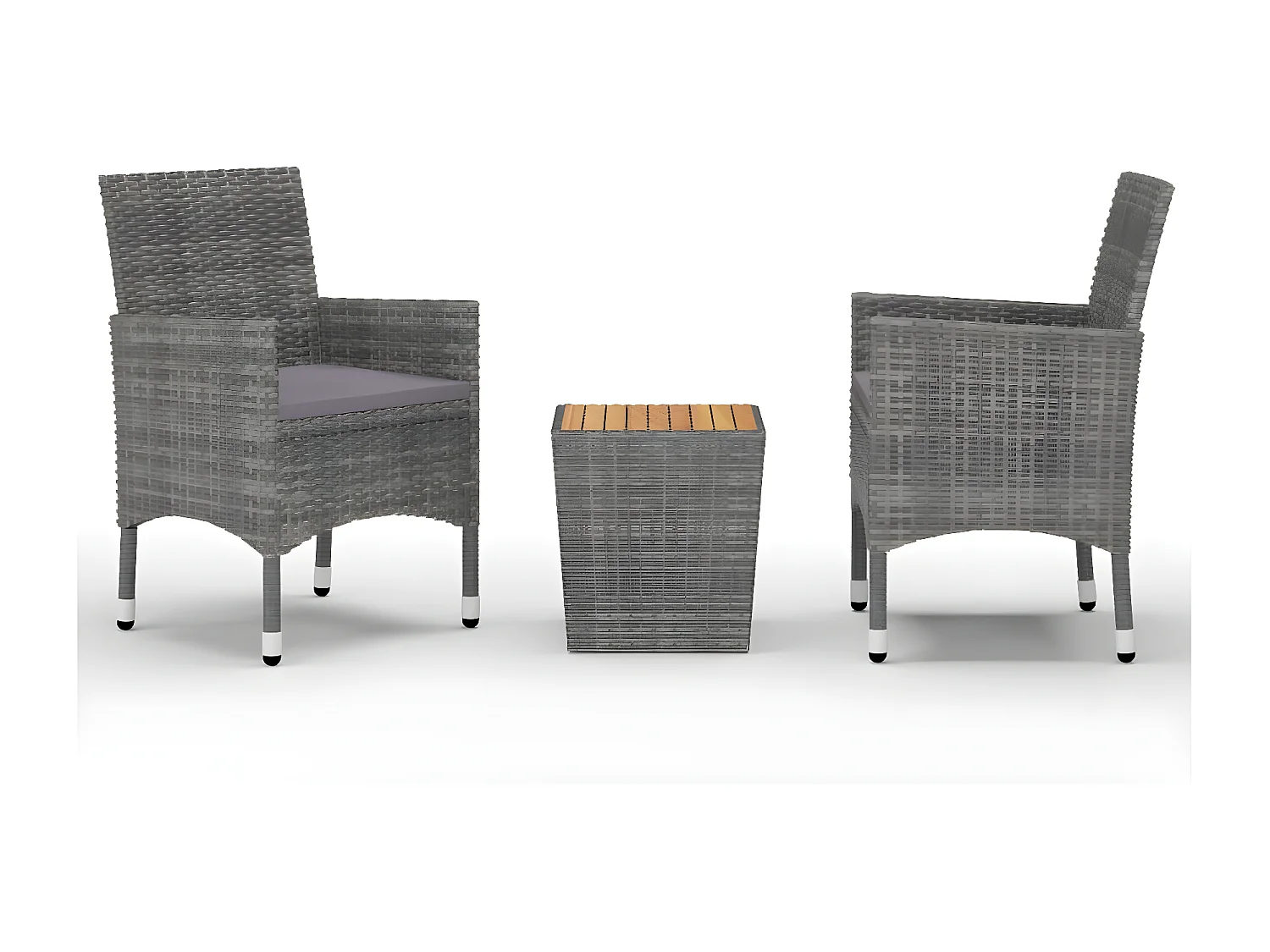 Ensemble de bistro 3 pcs Résine tressée et bois d'acacia Gris GFDF86348