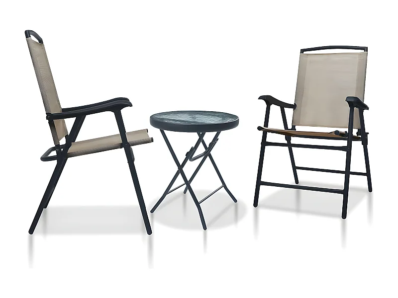 3 pcs conjunto de bistrô aço cinzento-acastanhado PT283935