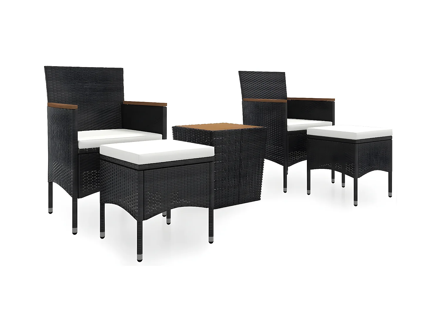 Ensemble de bistro de jardin 5pcs Résine tressée et acacia Noir GFDF13402