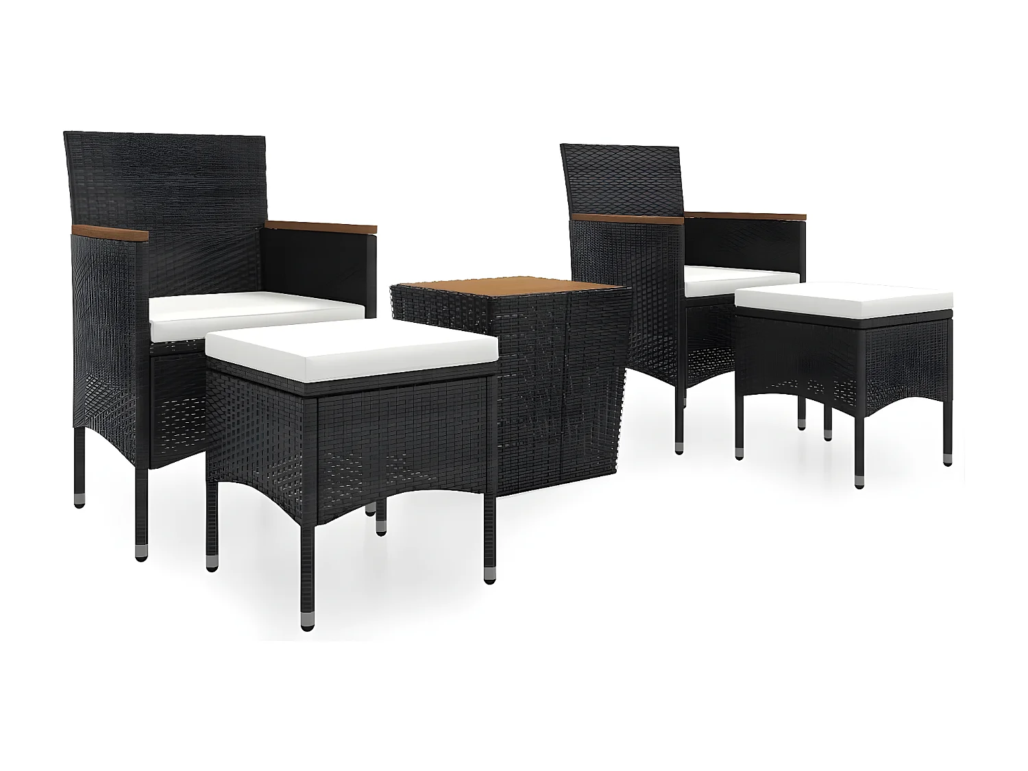 Ensemble de bistro de jardin 5pcs Résine tressée et acacia Noir GFDF13402
