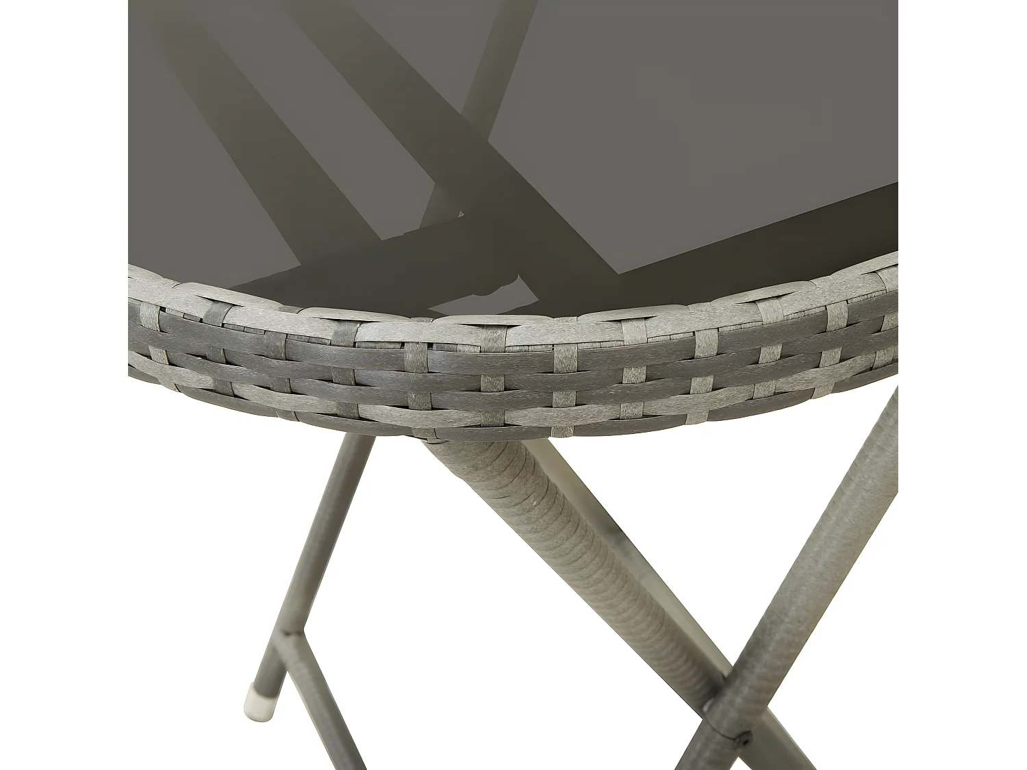 3-delige Bistroset poly rattan en glas grijs NL216133