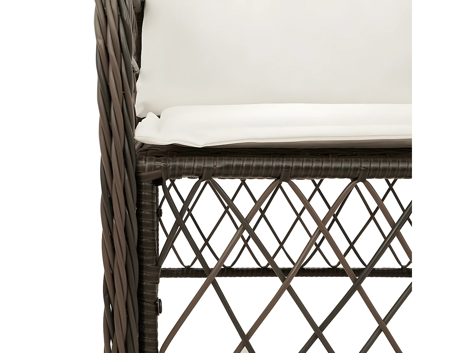 Ensemble de bistro 3 pcs avec coussins marron résine tressée GFDF61425