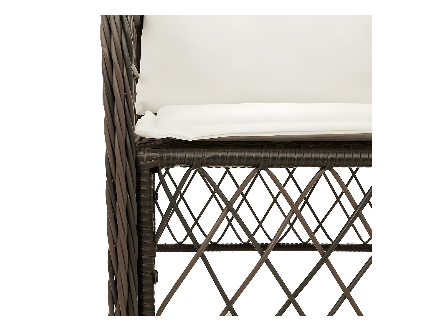 Ensemble de bistro 3 pcs avec coussins marron résine tressée GFDF61425