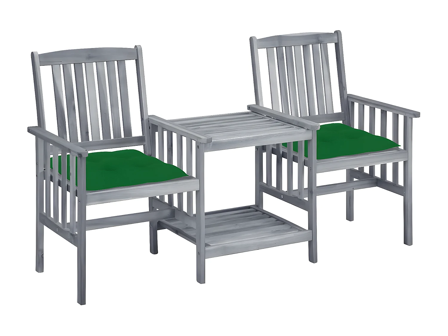 Salle à manger de jardin-Chaises de jardin avec table à thé et coussins Acacia solide GFDF23607