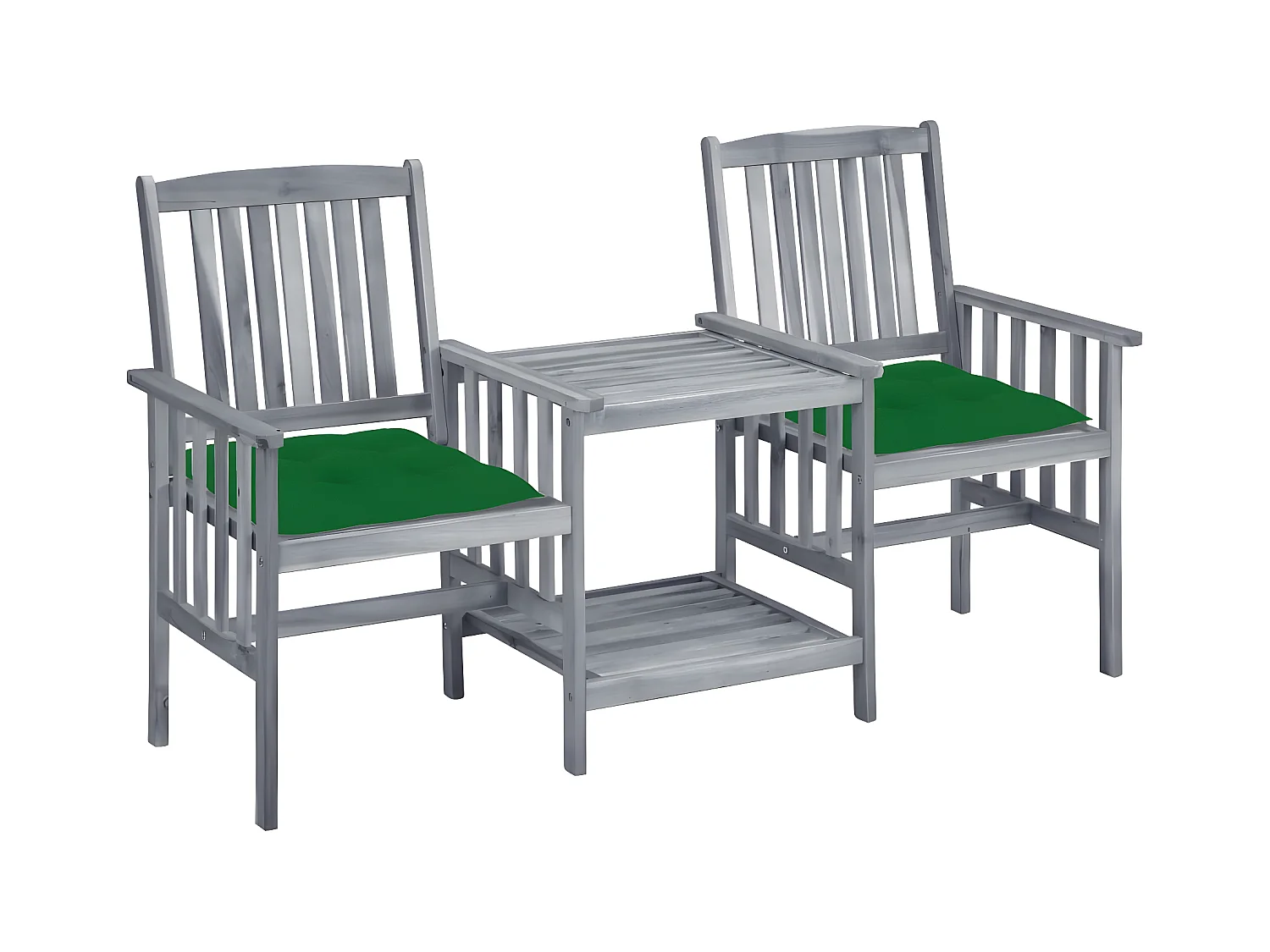 Salle à manger de jardin-Chaises de jardin avec table à thé et coussins Acacia solide GFDF23607