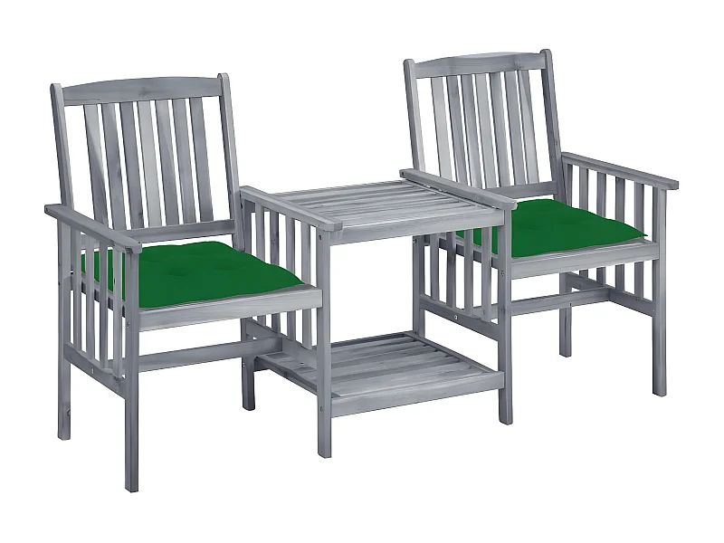 Salle à manger de jardin-Chaises de jardin avec table à thé et coussins Acacia solide GFDF23607