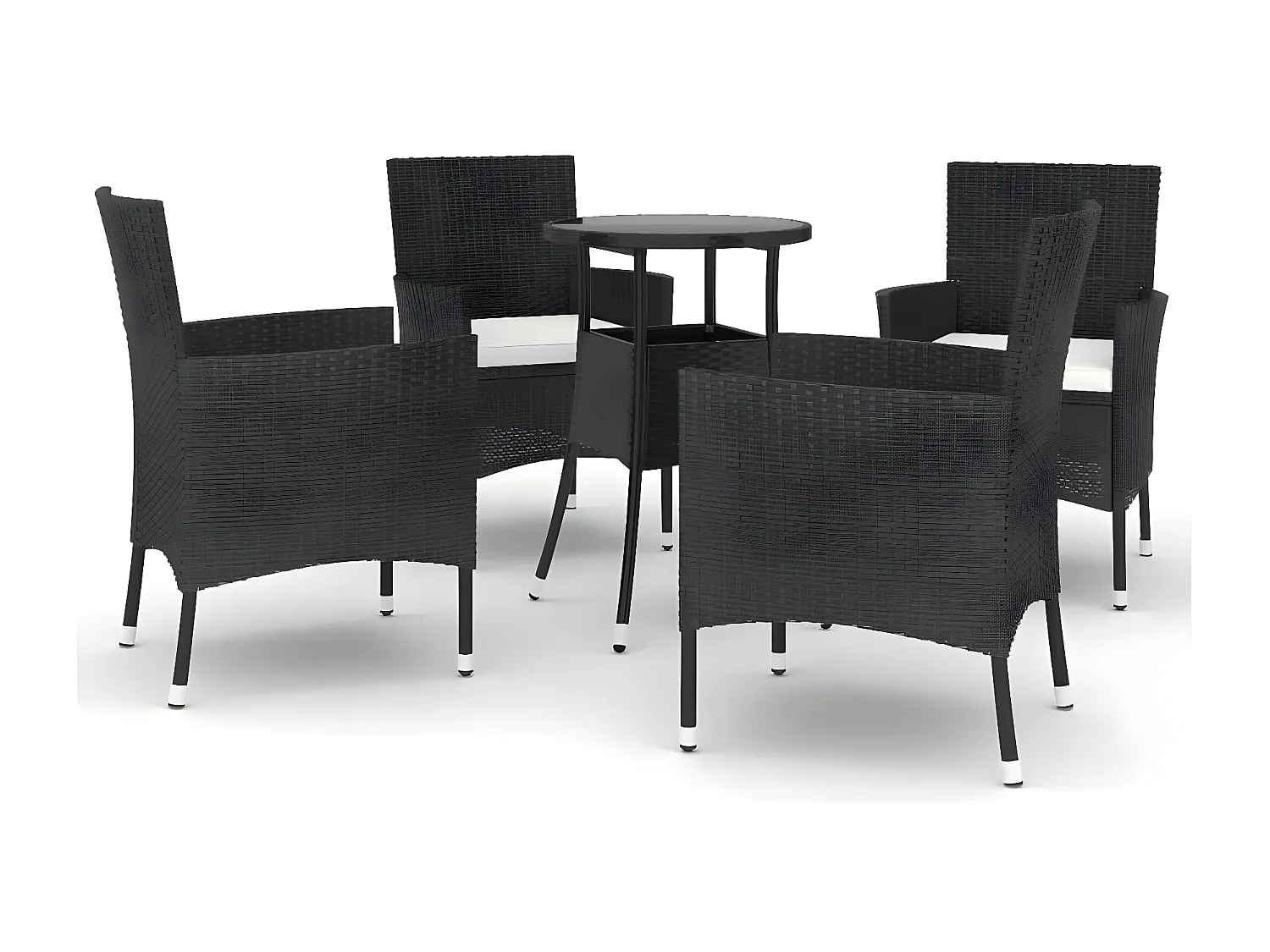 Ensemble de bistro de jardin 5 pcs coussins noir poly rotin GFDF93524