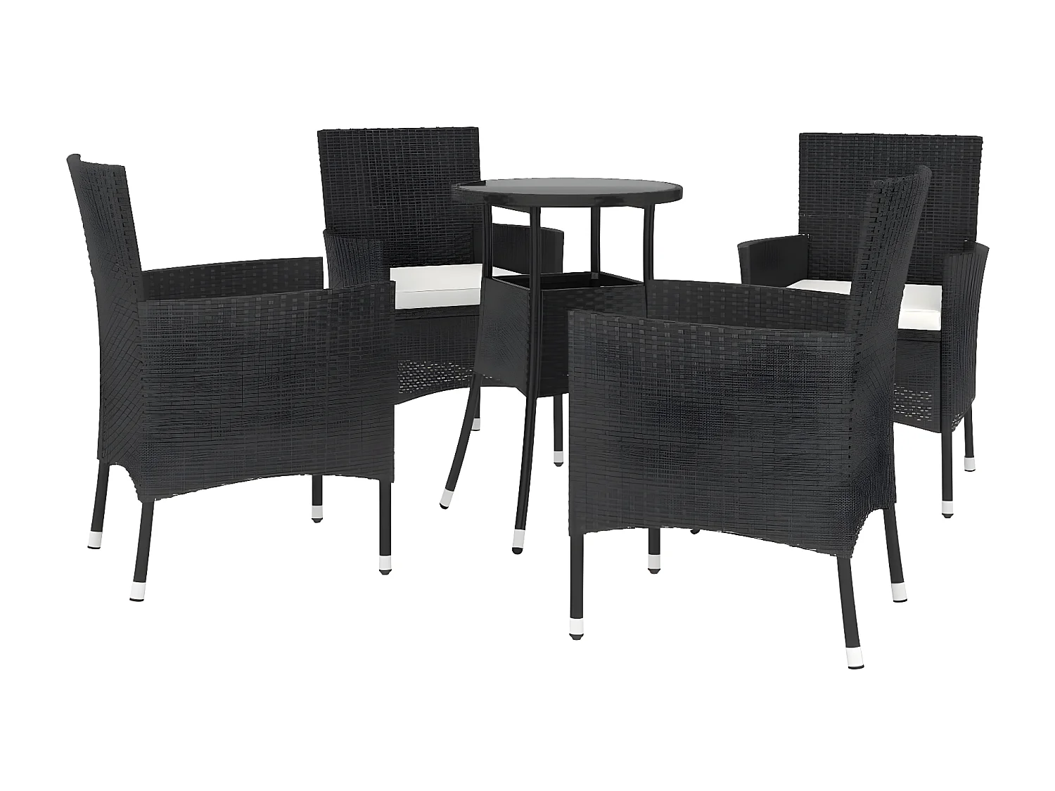 Ensemble de bistro de jardin 5 pcs coussins noir poly rotin GFDF93524