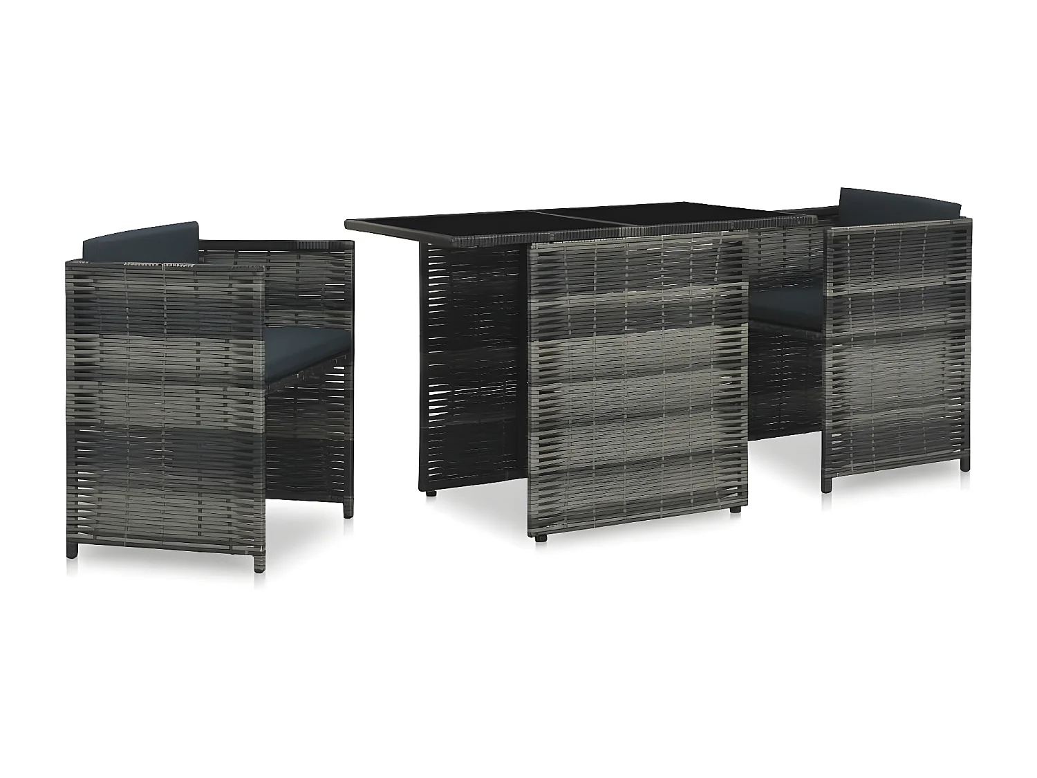 Mobilier de bistro 3 pcs avec coussins Résine tressée Gris GFDF89012