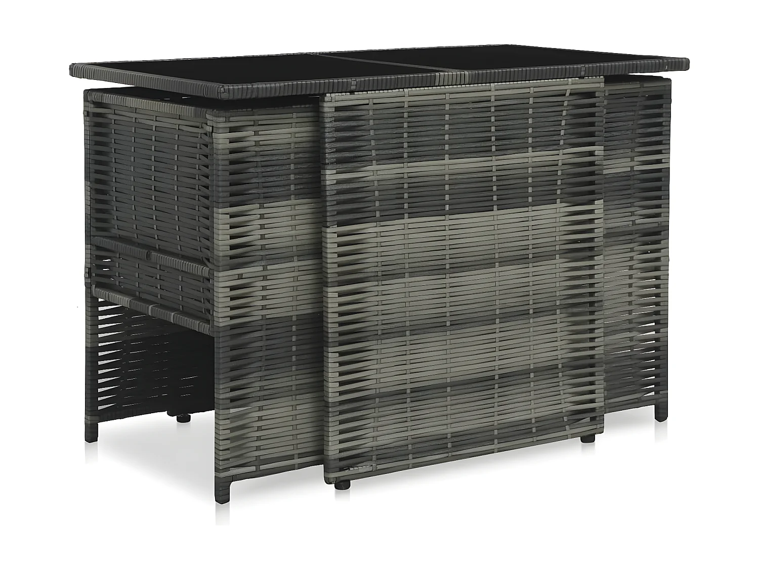 Mobilier de bistro 3 pcs avec coussins Résine tressée Gris GFDF89012