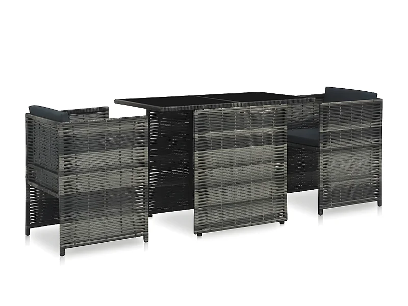Mobilier de bistro 3 pcs avec coussins Résine tressée Gris GFDF89012