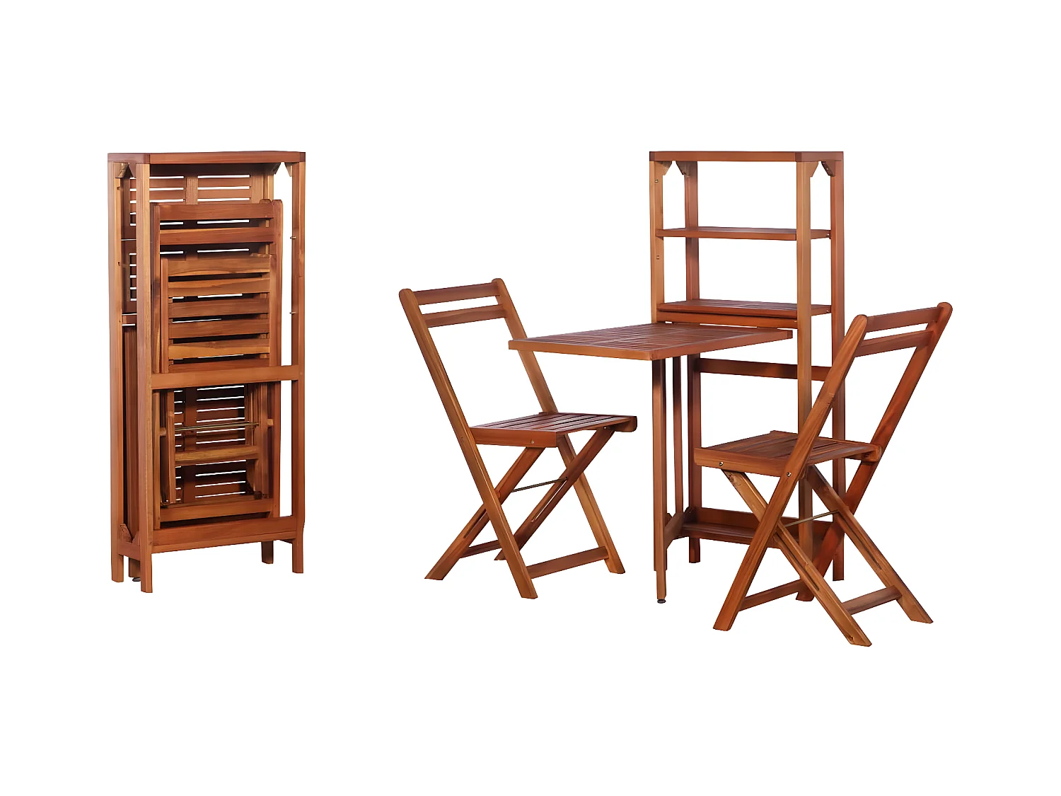Mobilier de bistro pliable 3 pcs Bois d'acacia solide GFDF61402