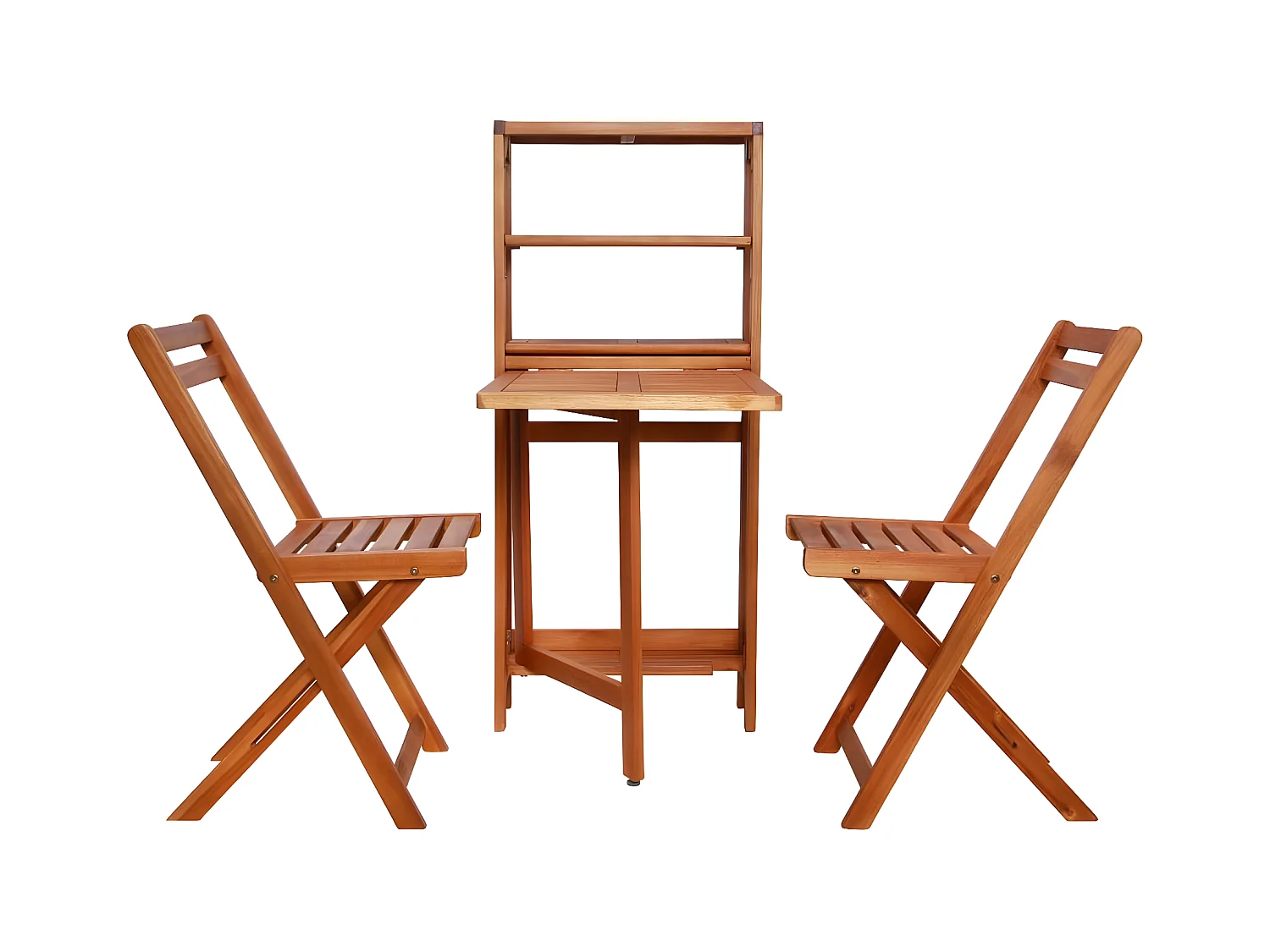 3 pzas Comedor de jardínó plegable de madera maciza de acacia KOW75825