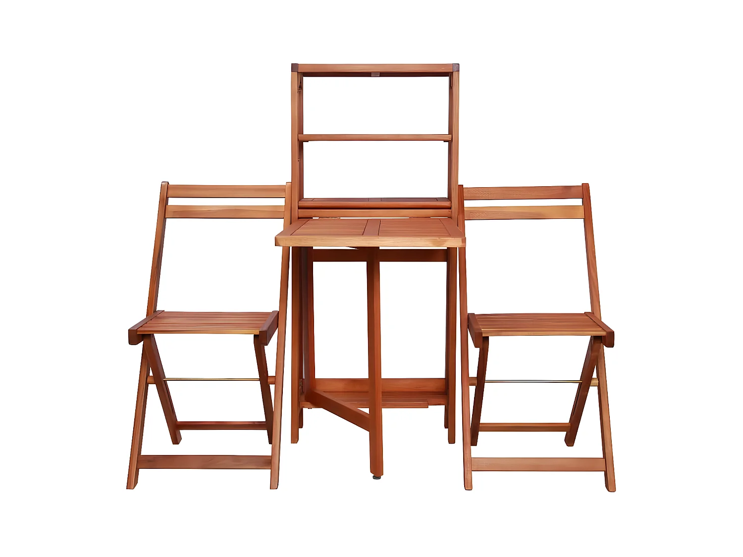 3 pzas Comedor de jardínó plegable de madera maciza de acacia KOW75825
