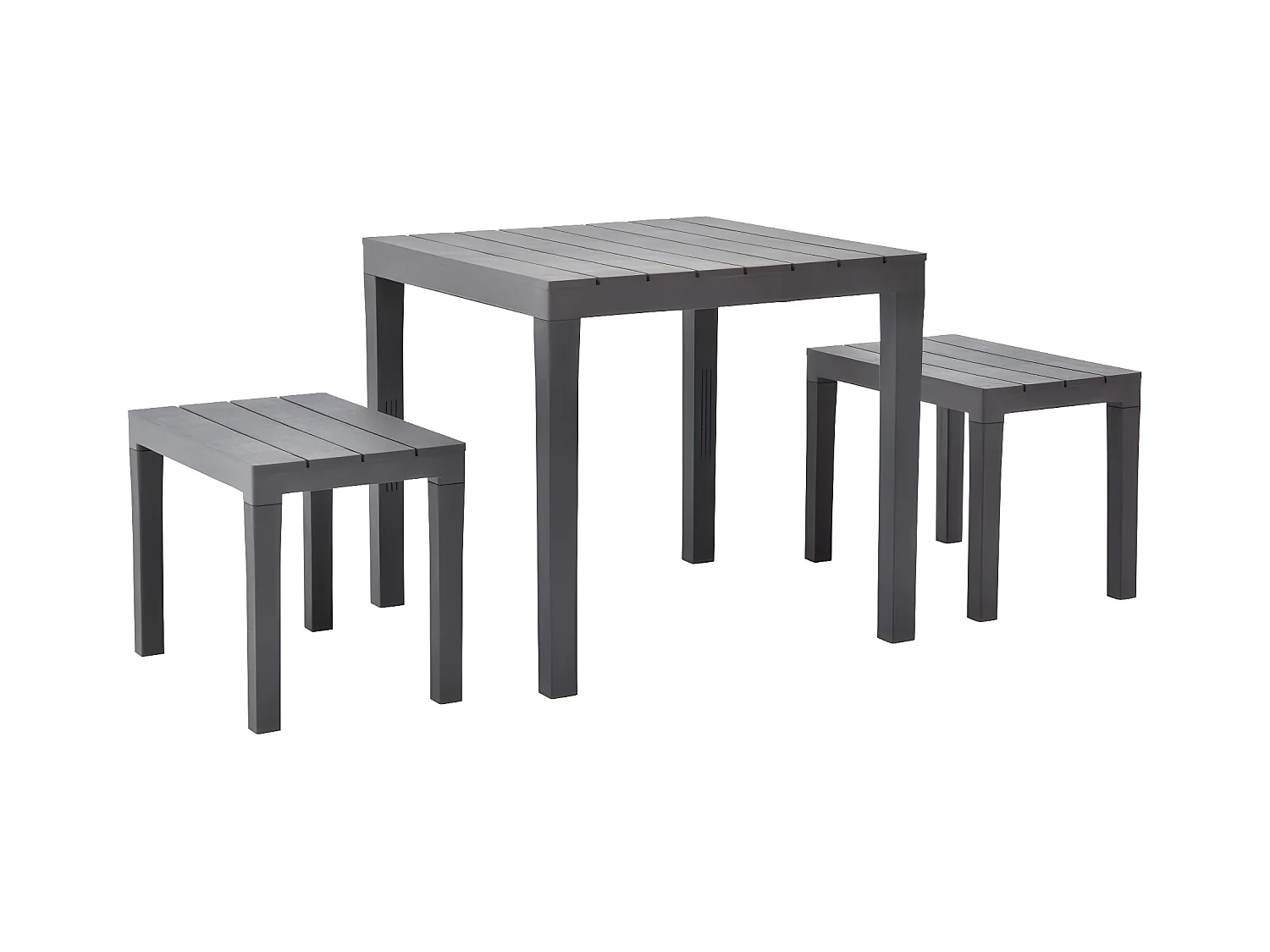 Salon de jardin-Table de jardin + 2 bancs Plastique Marron GFDF22665