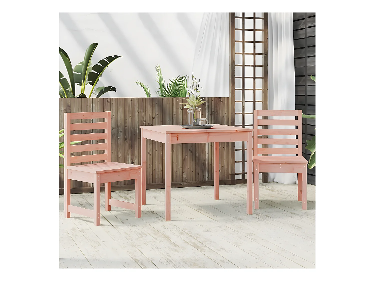 3 pzas Comedor de jardín madera maciza Douglas KOW56746