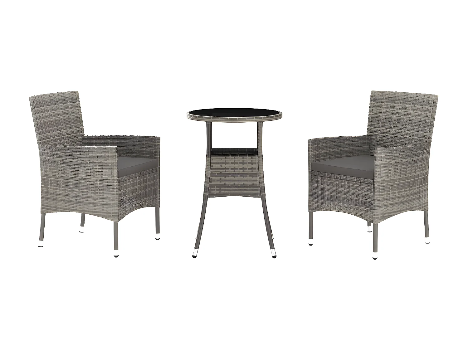 Ensemble de bistro de jardin 3 pcs coussins gris poly rotin GFDF44639