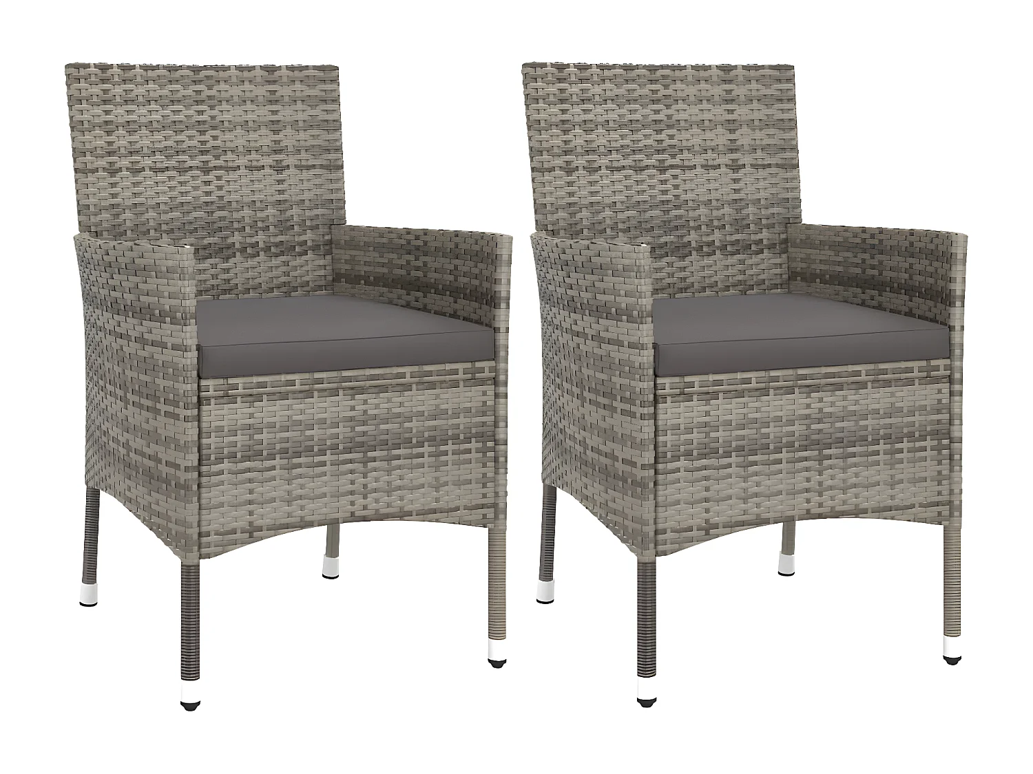 Ensemble de bistro de jardin 3 pcs coussins gris poly rotin GFDF44639