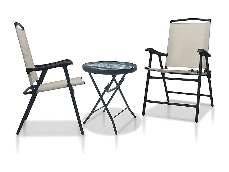 3 pzas Comedor de jardín acero color crema KOW80668