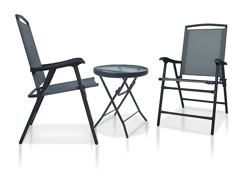 Ensemble de bistro 3 pcs Gris Acier GFDF30196