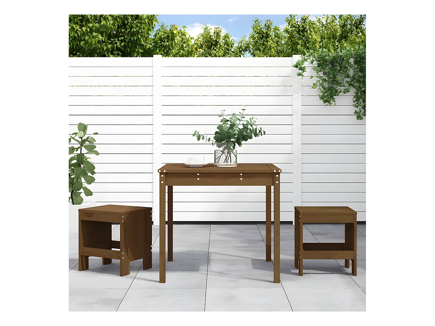 Ensemble de bistrot de jardin 3 pcs marron miel bois pin massif GFDF15866