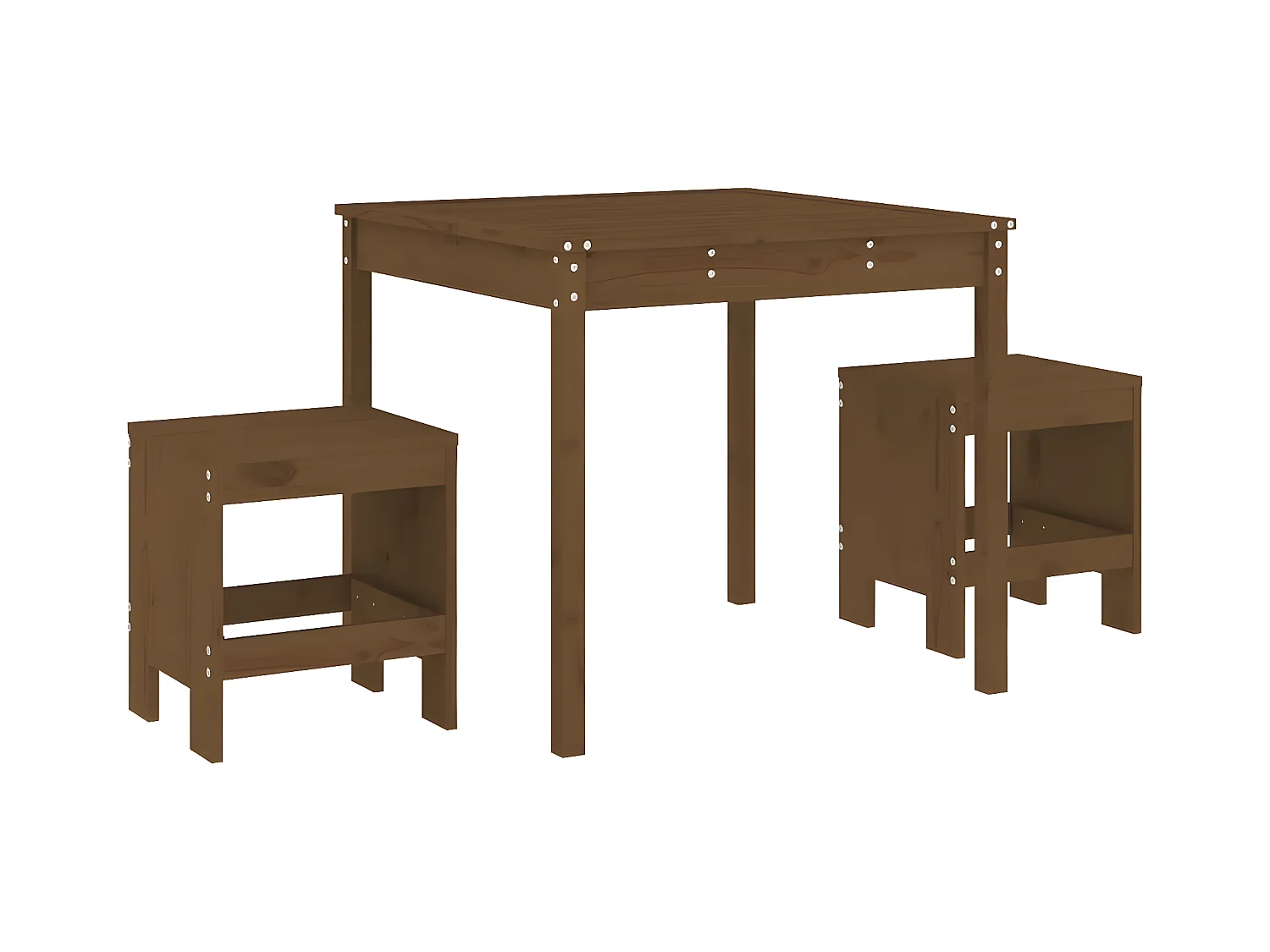 3 pzas Comedor de jardín madera maciza pino marrón miel KOW33398