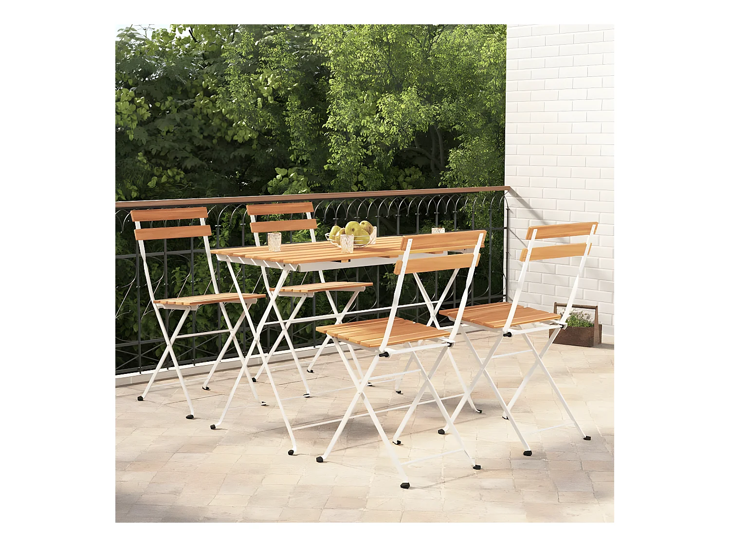Ensemble de bistro pliable 5 pcs Bois d'acacia solide et acier GFDF70433