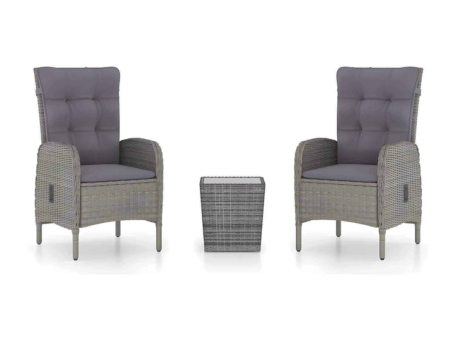 3-delige Bistroset poly rattan en glas grijs NL518225