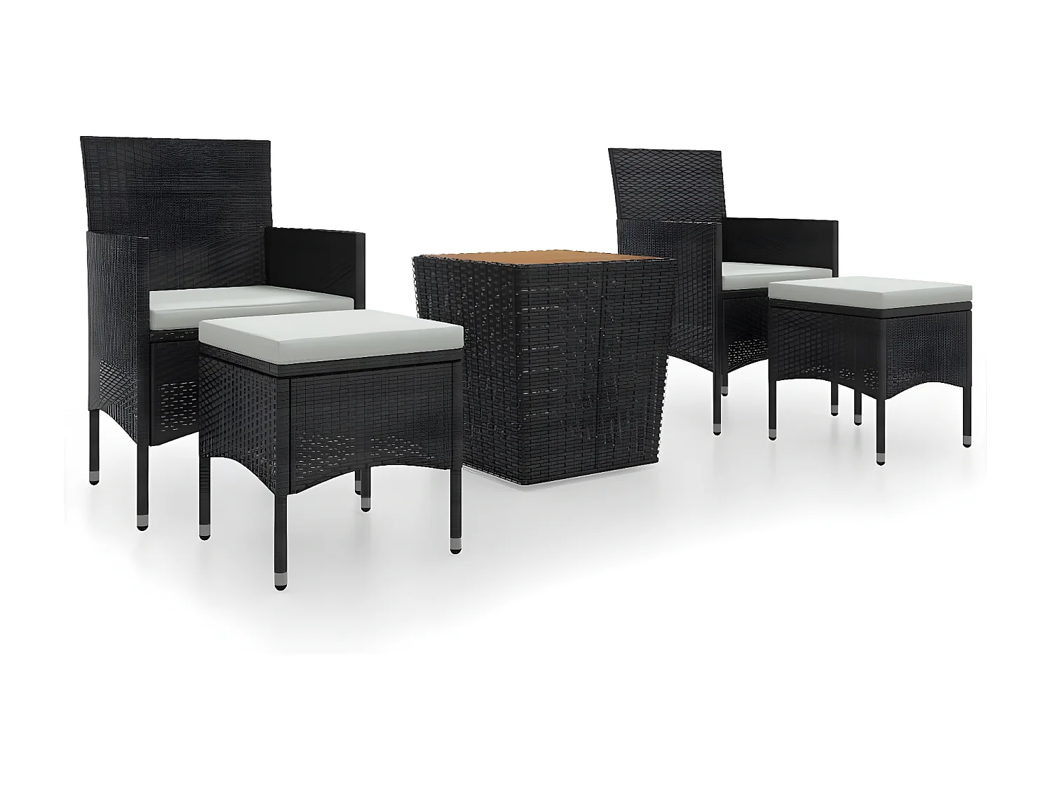 Ensemble de bistro de jardin 5pcs Résine tressée et acacia Noir GFDF38355