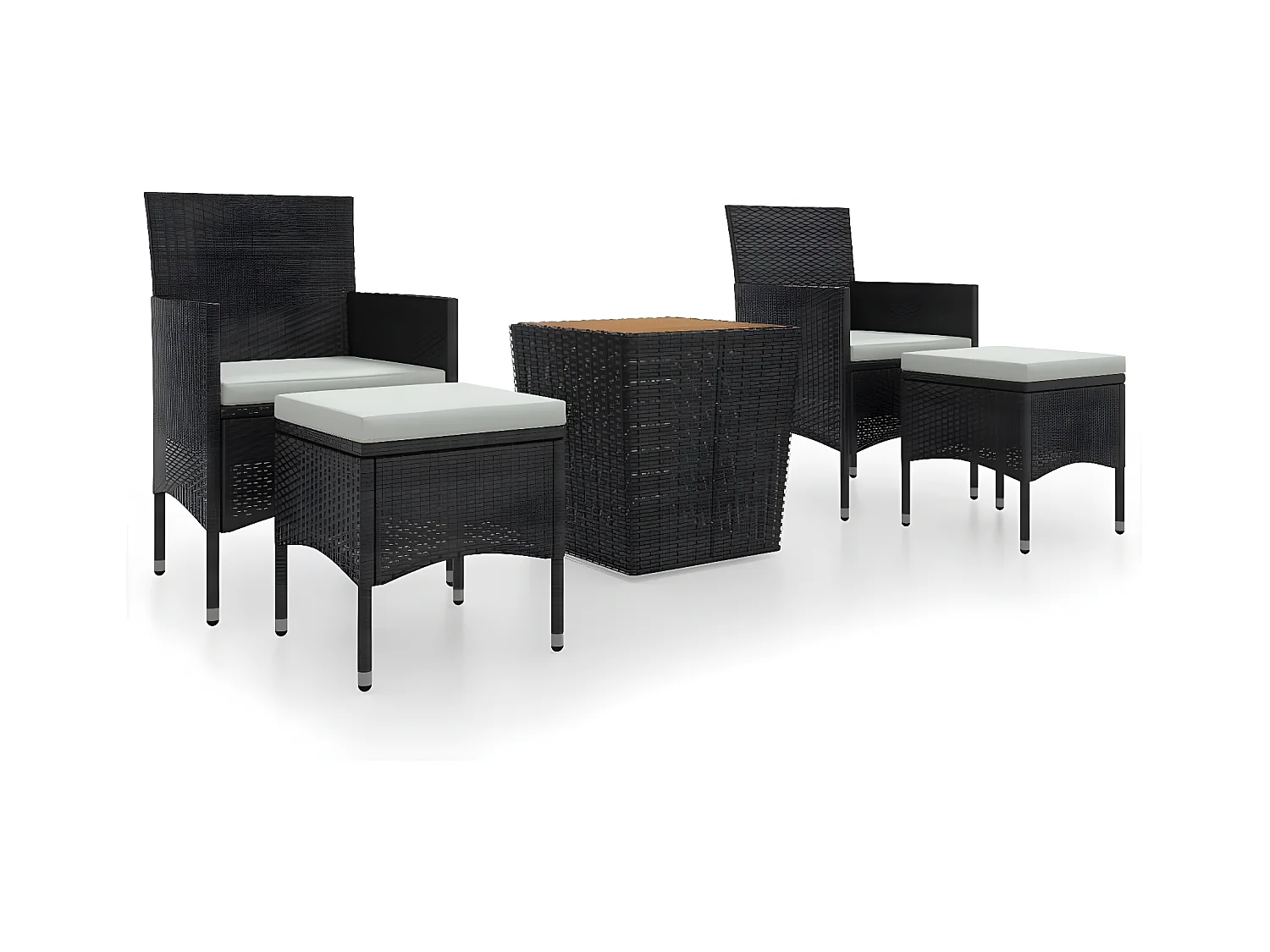 Ensemble de bistro de jardin 5pcs Résine tressée et acacia Noir GFDF38355