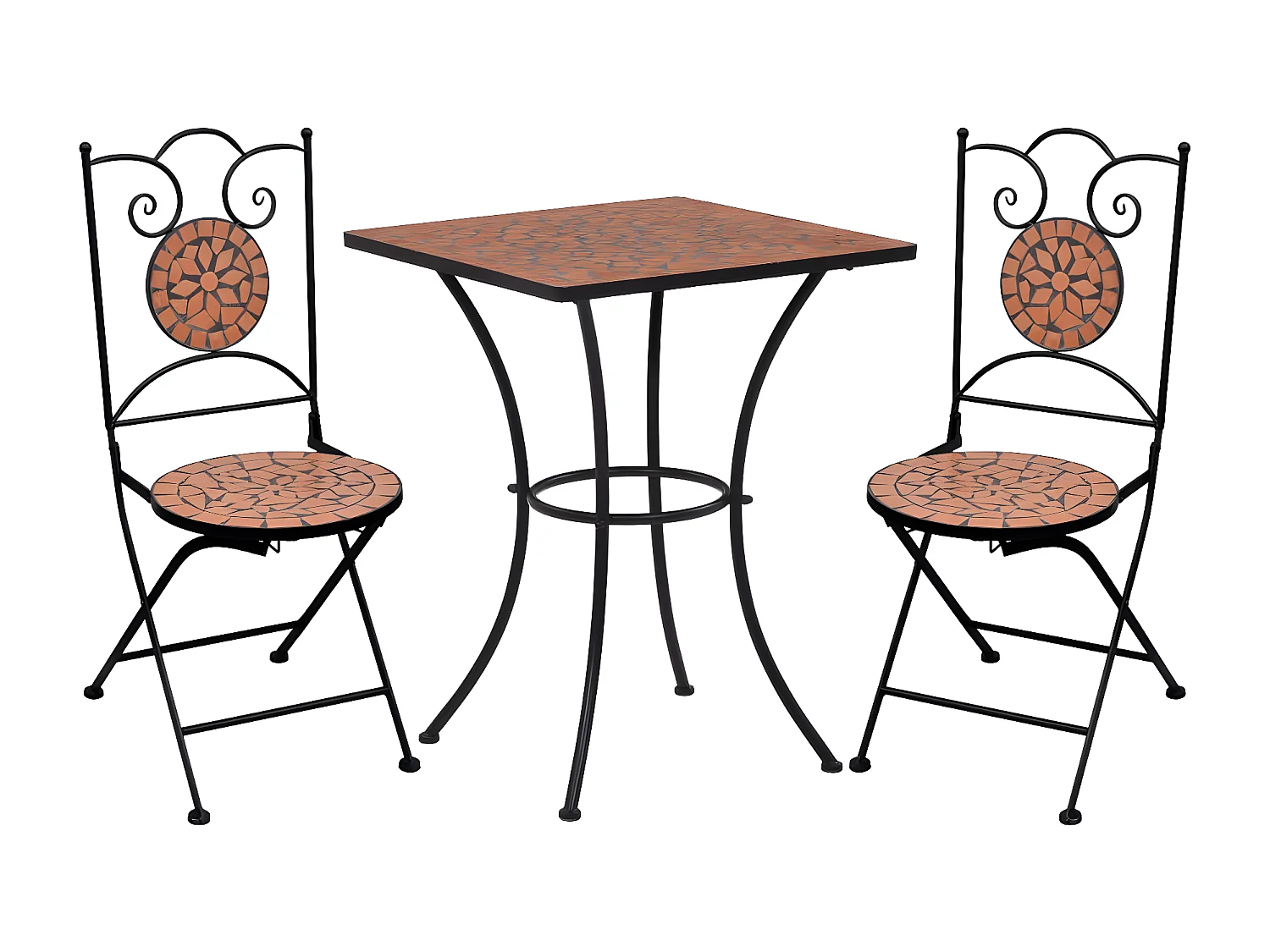 Mobilier de bistro 3 pcs mosaïque Carreau céramique Terre cuite GFDF55315