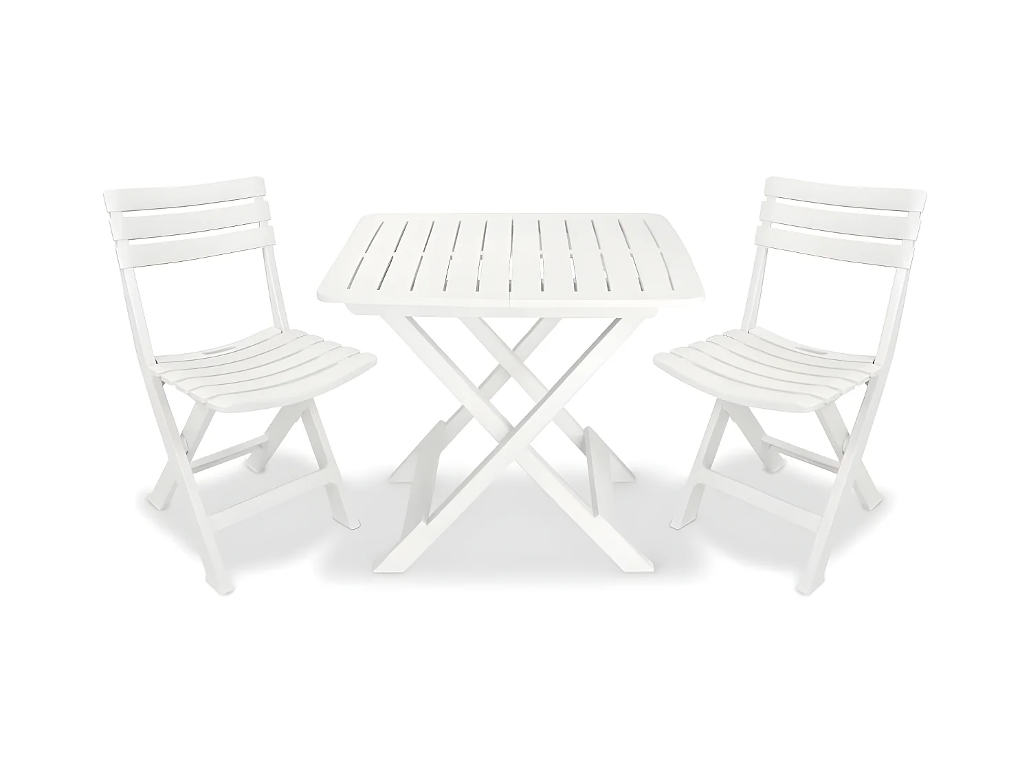 Ensemble de bistro pliable 3 pcs Plastique Blanc GFDF86244