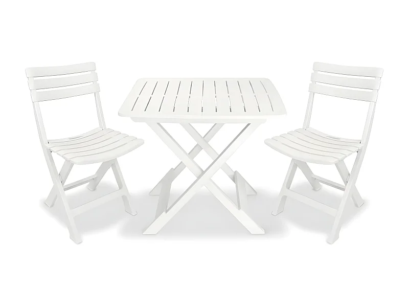 Ensemble de bistro pliable 3 pcs Plastique Blanc GFDF86244