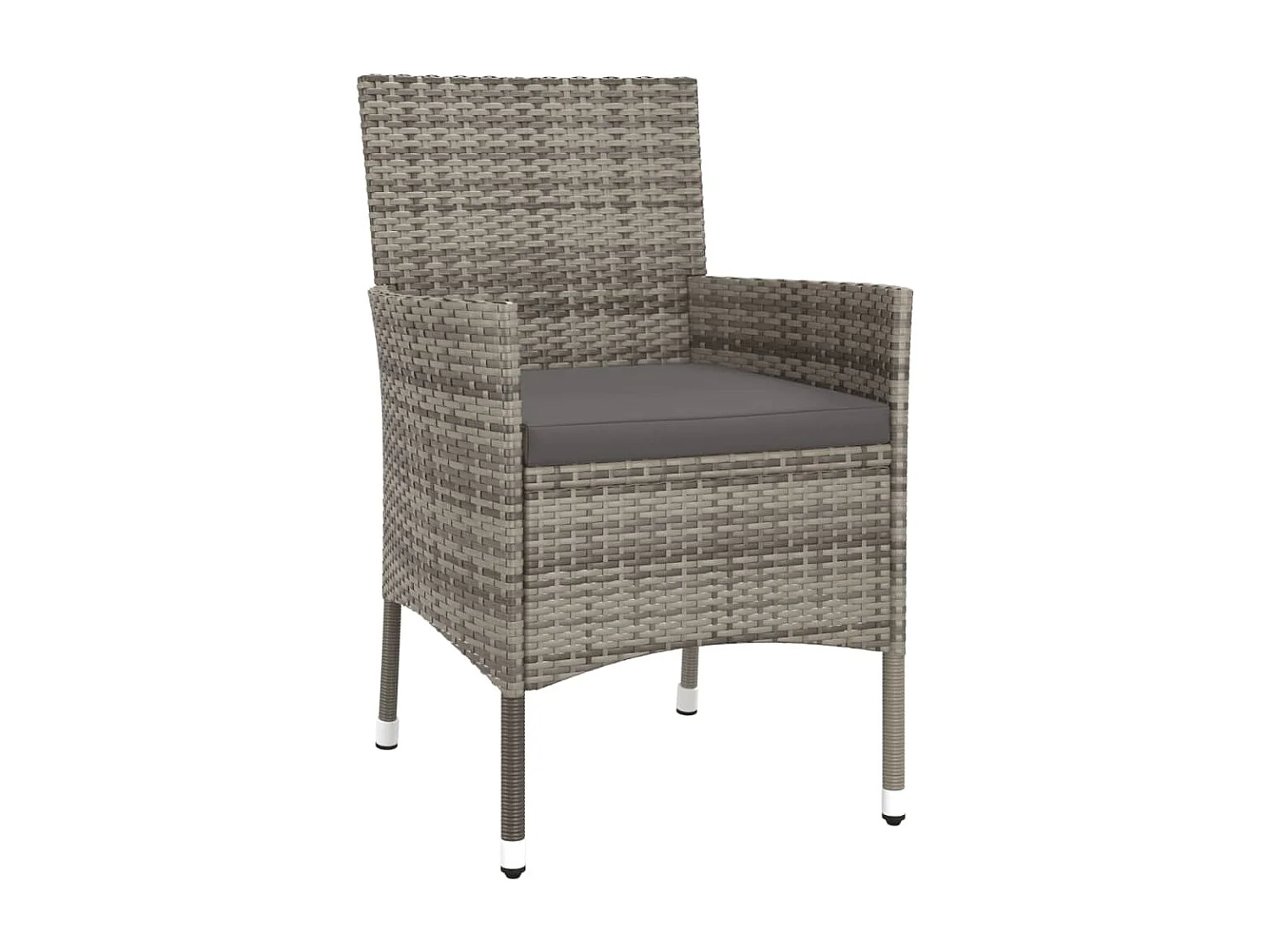 3 pcs conjunto bistrô de jardim c/ almofadões vime PE cinza PT347335