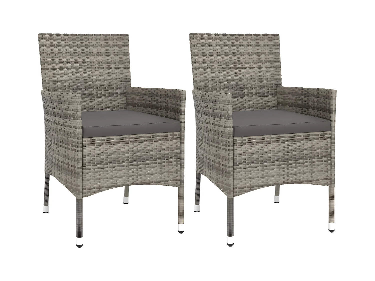 3 pzas Comedor de jardín y cojines ratán sintético gris KOW18408