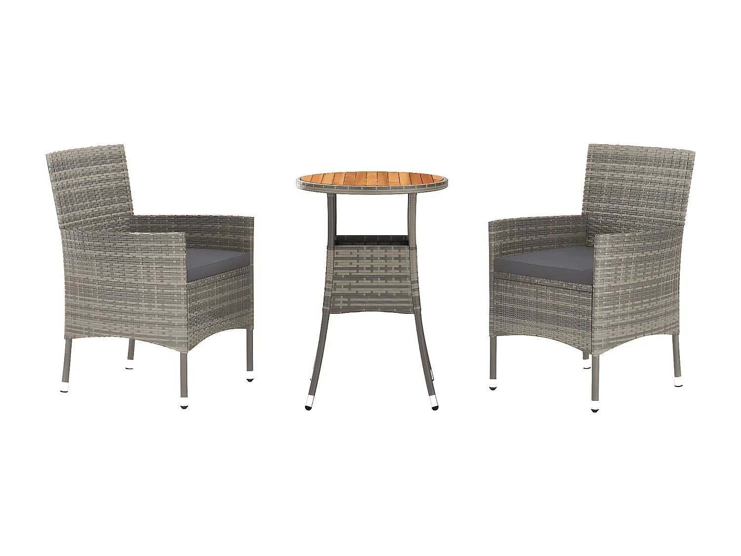 Ensemble de bistro de jardin 3 pcs coussins gris poly rotin GFDF48315