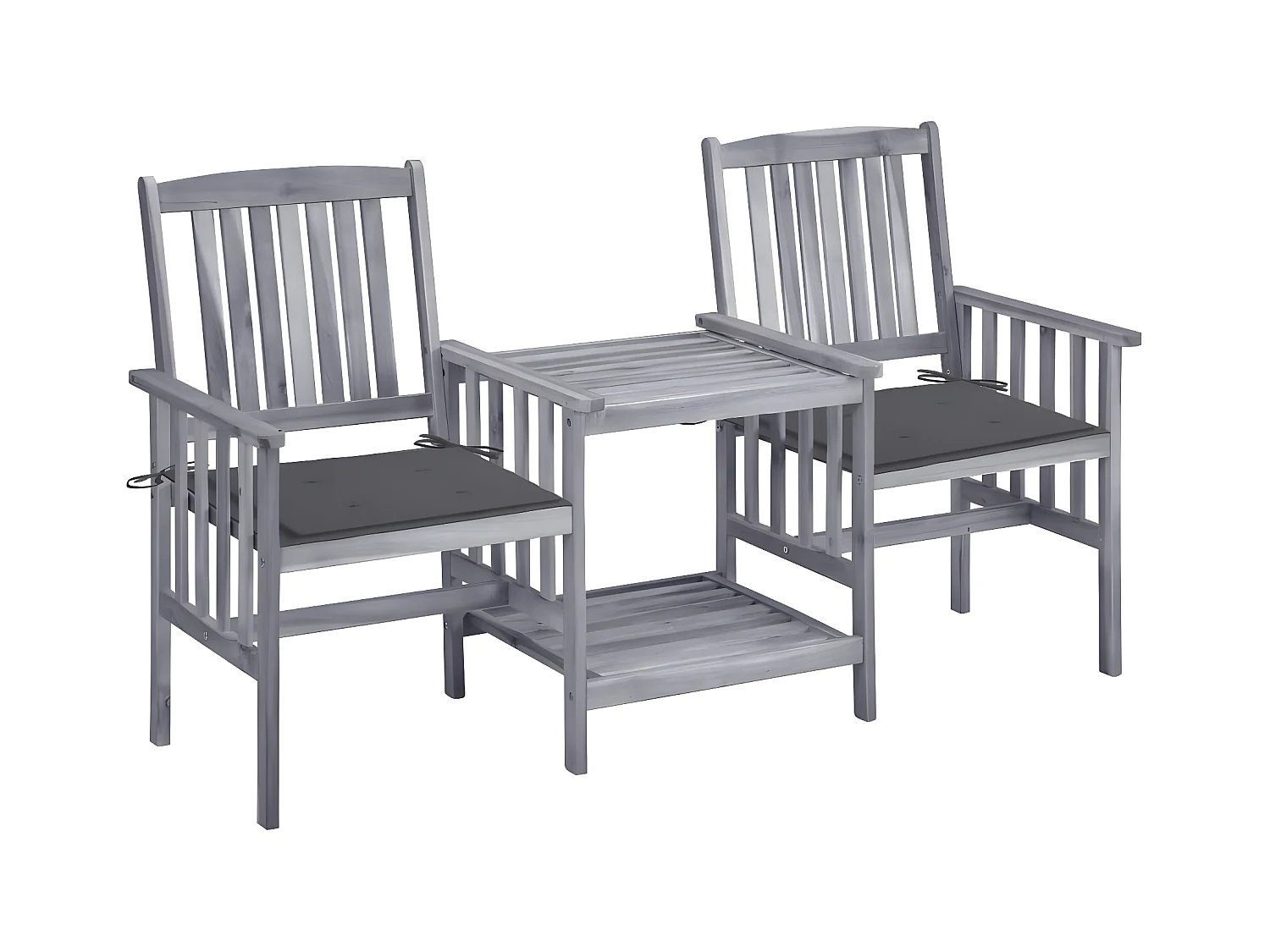 Salle à manger de jardin-Chaises de jardin avec table à thé et coussins Acacia solide GFDF13330