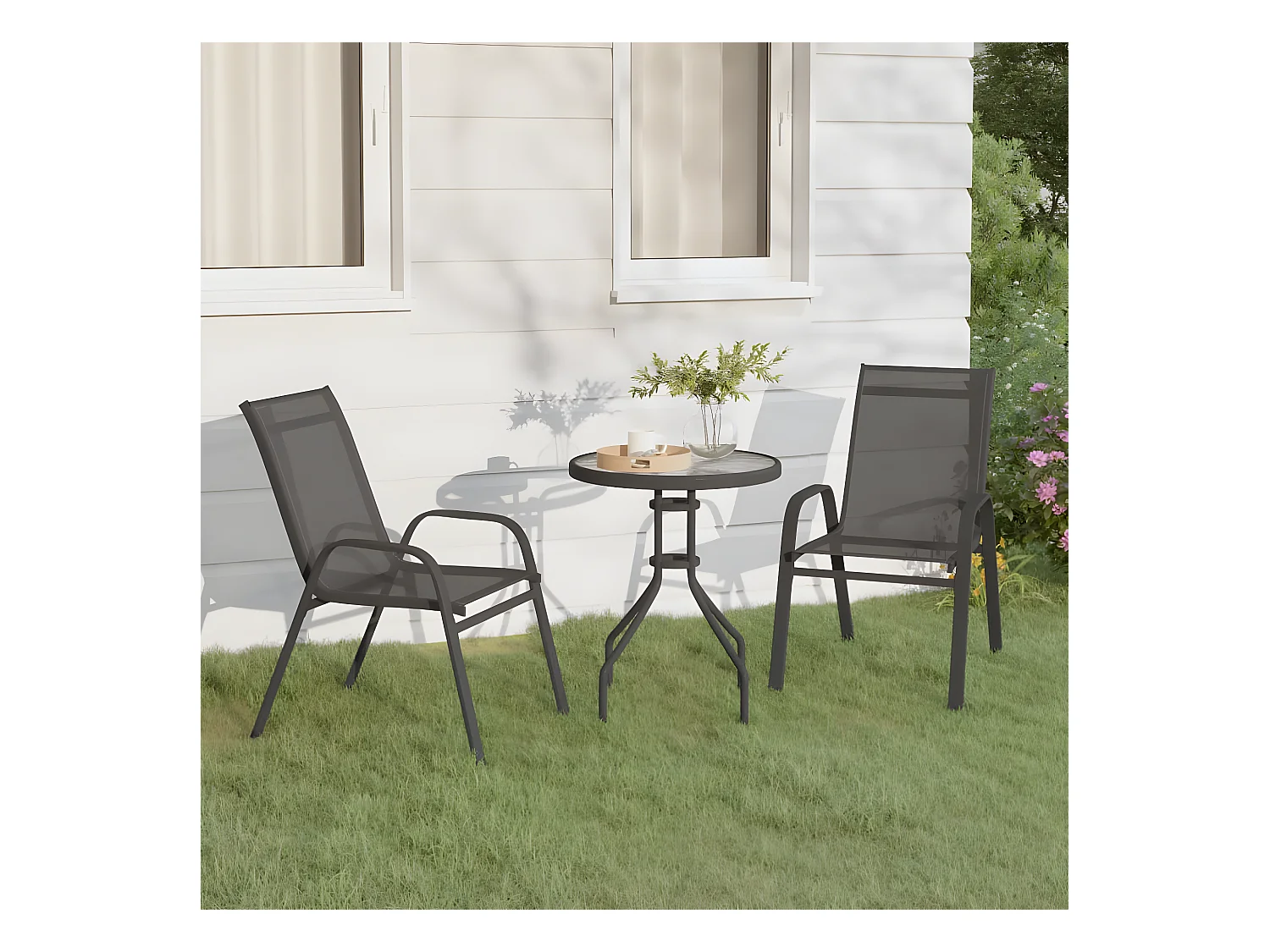Ensemble de bistro de jardin 3 pcs Gris GFDF13111