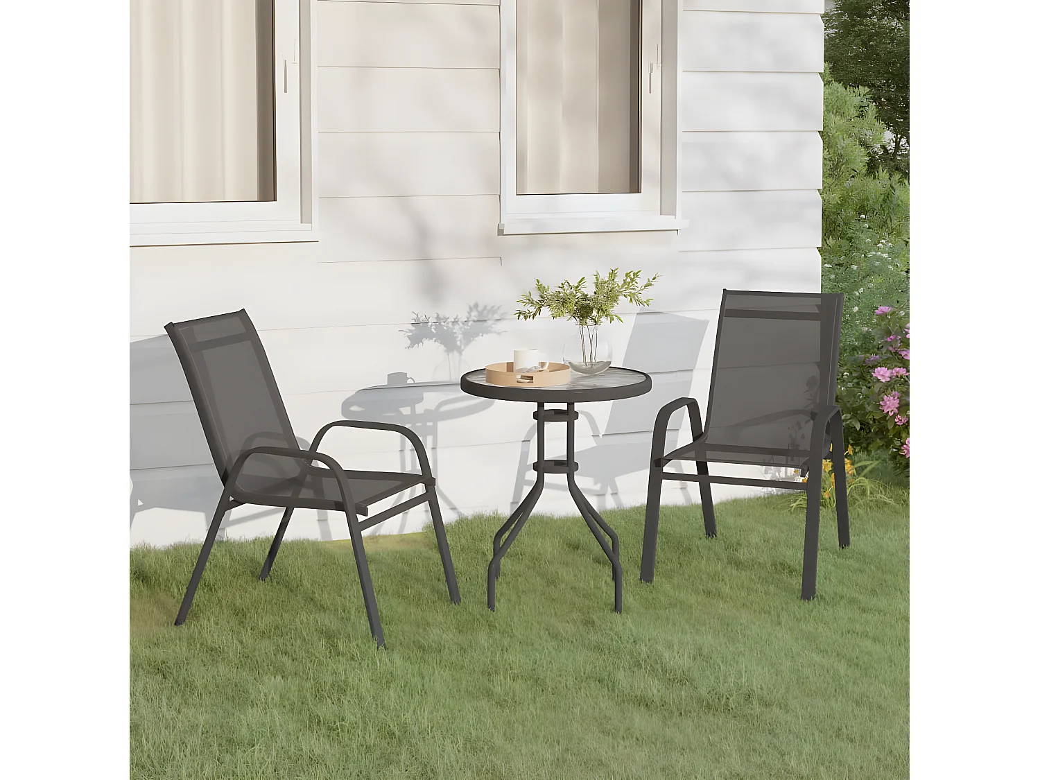 Ensemble de bistro de jardin 3 pcs Gris GFDF13111
