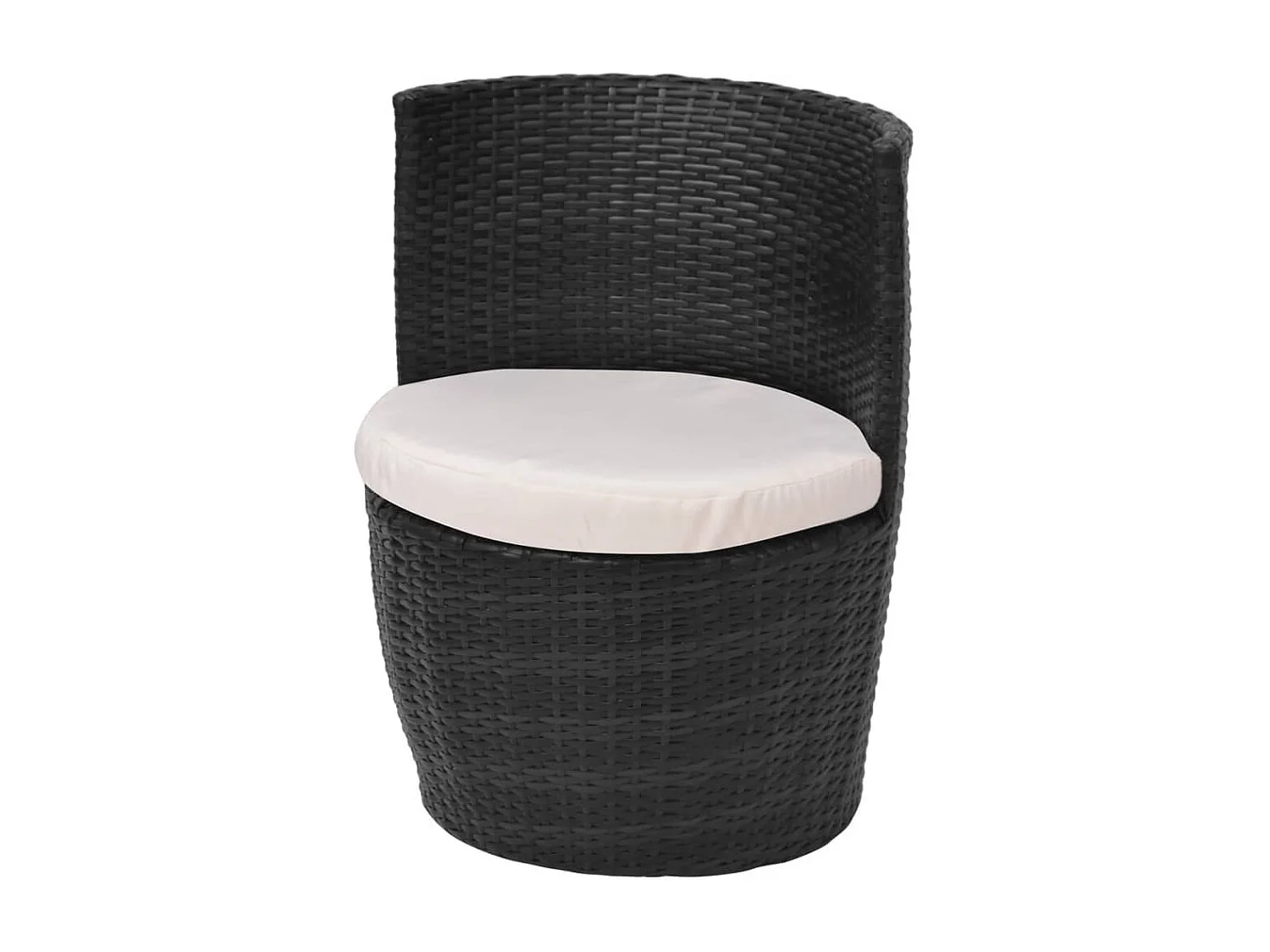 Set mesa y sillas de jardín 3 pzas y cojines poli ratán negro ES715453