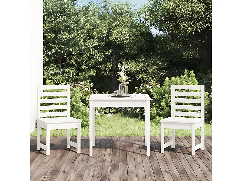 Ensemble de bistrot de jardin 3 pcs blanc bois de pin massif GFDF77682