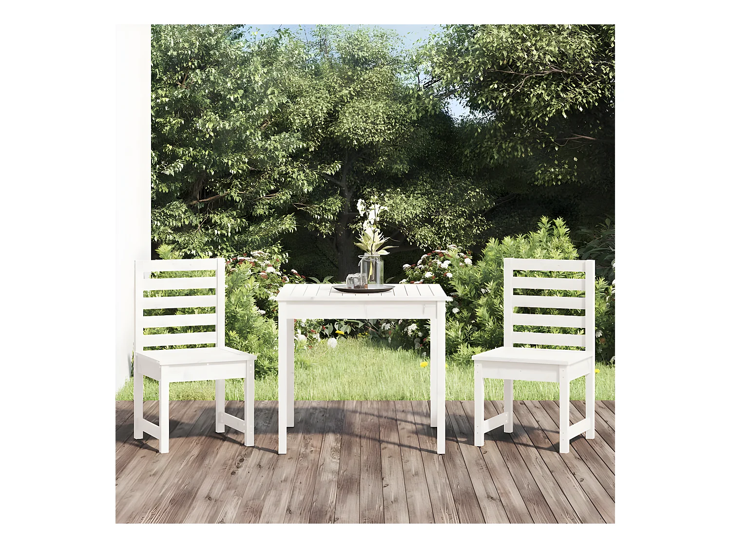 Ensemble de bistrot de jardin 3 pcs blanc bois de pin massif GFDF77682