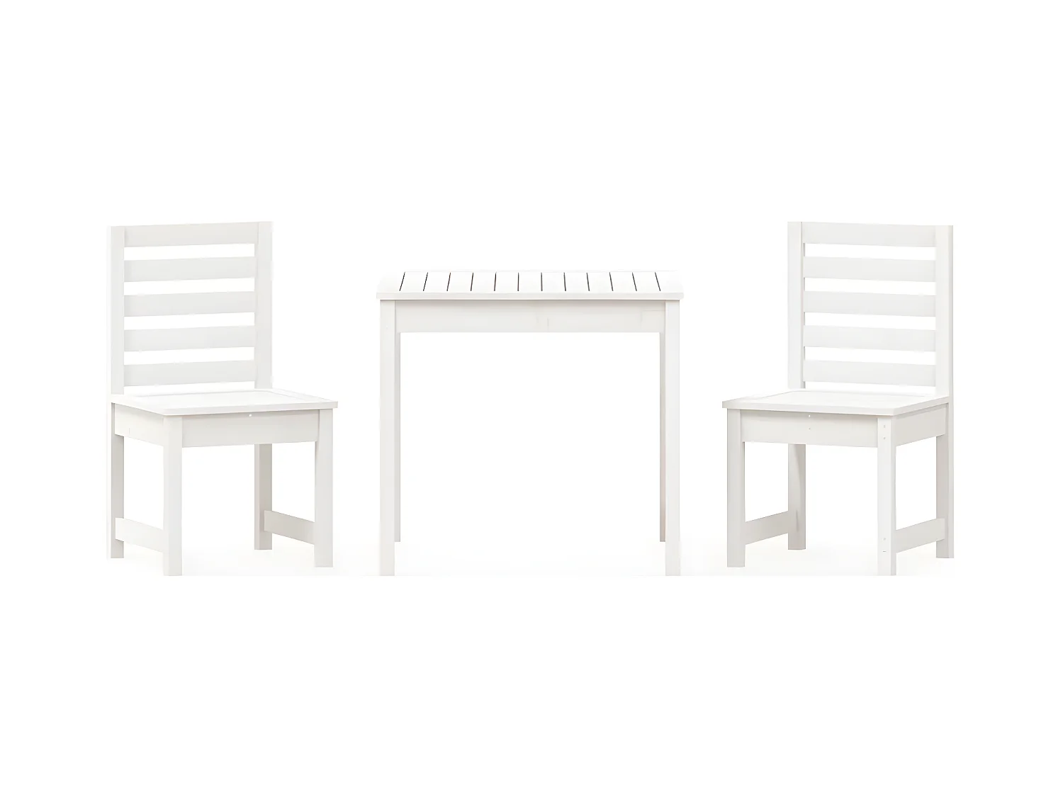 Mesa y sillas de jardín 3 piezas madera maciza de pino blanco ES790157