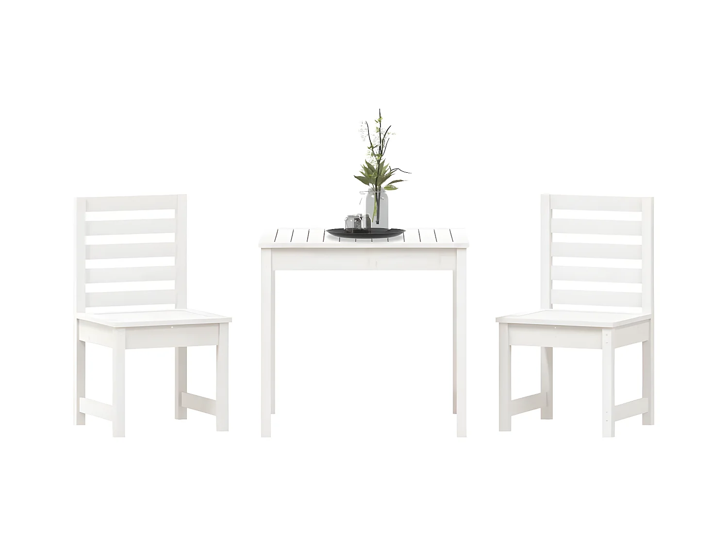 Mesa y sillas de jardín 3 piezas madera maciza de pino blanco ES790157